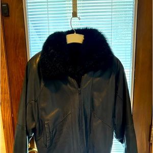 Mens leather and fur jacket